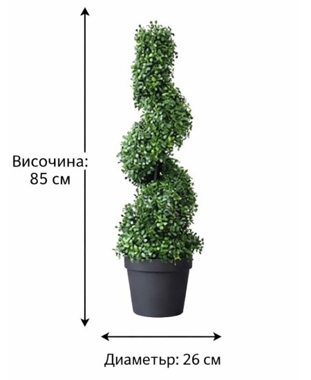 Изкуствено дърво декорация в саксия спираловидна форма 85/26 см
