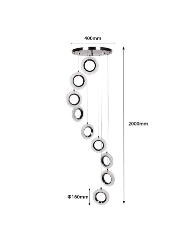 LED полилек от стъклени пръстени 3-WHITE DIMM 