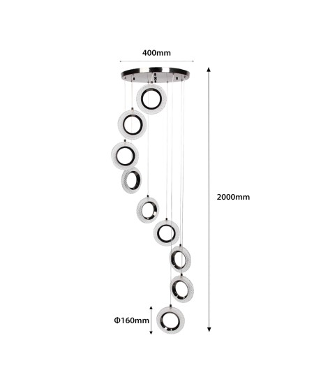 LED полилек от стъклени пръстени 3-WHITE DIMM 