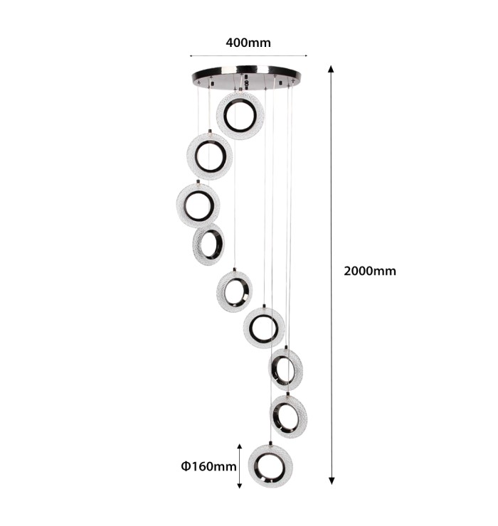 LED полилек от стъклени пръстени 3-WHITE DIMM 