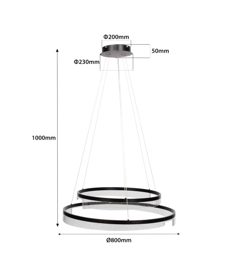 LED полилей два пръстена Ф60см + Ф80см