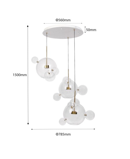 LED полилей от стъклени балончета 78,5х78,5х150см