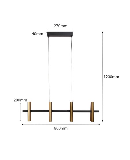 LED полилей с регулираща височина 80x8x120см