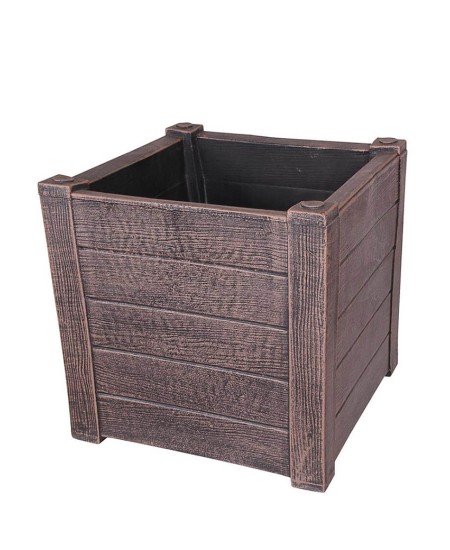 Квадратна кашпа TИК медено кафяво 40x40x40 см